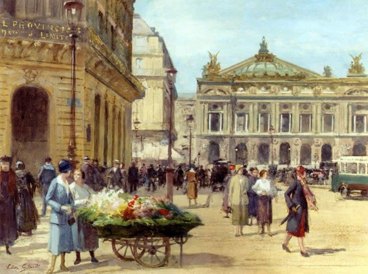 Victor Gabriel Gilbert The Flower Seller Place De L'Opera Paris